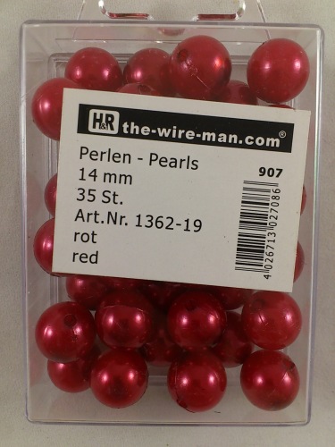 Parels rood 14 mm. 35 st